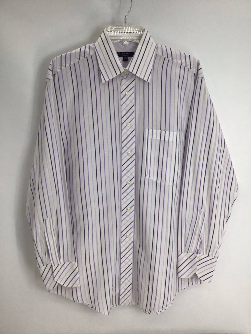 Ted Baker London Long Sleeve Button-Up Striped Shirt Purple Size 15  1/2 - 32-33